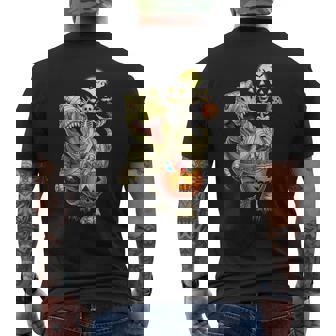 T-Rex Halloween Scary Ghost Skeleton Riding Mummy Dinosaur Men's T-shirt Back Print - Thegiftio
