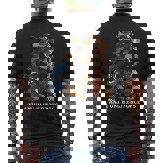 Tanuki Elite Forces No1 タヌキ精鋭部隊 漢字 動物 かわいい狸 たぬき おもしろ アニマル メンズTシャツ バックプリント - Kawaiitshirt