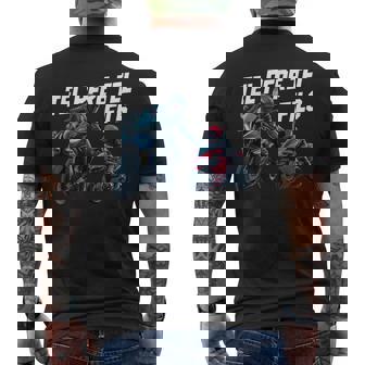 Tel Père Tel Fils Motard Cadeau Humour Moto Course T-shirt imprimé au dos - Cadeauxyz