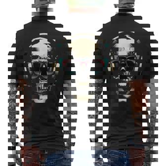 Tête De Mort Cool Avec Casque Et Lunettes Deoleil Pour Dj T-shirt imprimé au dos - Cadeauxyz