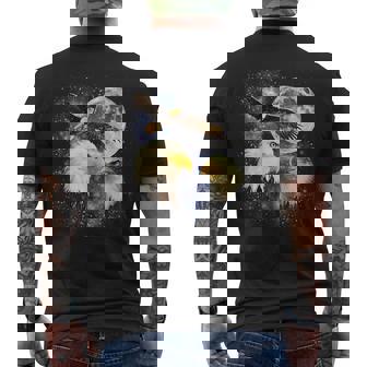 Three Bald Eagle Moon Meme American Bird Eagles Lover Men's T-shirt Back Print - Monsterry