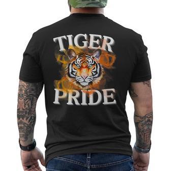 Tiger Pride Flame Tiger Mascot Retro School Sport Cheer Team Men's T-shirt Back Print - Thegiftio UK
