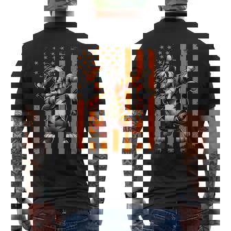 Graphic Tiger Retro American Flag Tiger Dabbing Tigers Lover Men's T-shirt Back Print - Monsterry