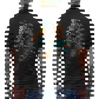 Tigre Arte Música Flores Colorido Amantes Animales Tigre Camiseta Hombre Estampado Espalda - Regaloses