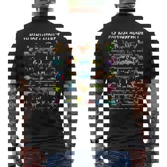 Tipi Di Dinosauri Alfabeto A-Z Abc Dino Identificazione Fun T-shirt da uomo con stampa posteriore - Novitaregali
