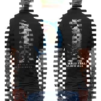 Tralalero Tralala Meme Lustiges Hai Witzigerpruch T-Shirt mit Rückendruck - Geschenkecke
