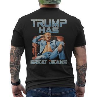 Trump Has Great Jeans Graphic Retro Denim Meme Men's T-shirt Back Print - Thegiftio UK