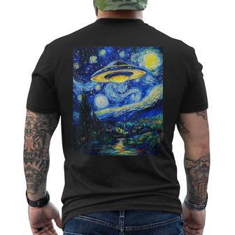 Ufo Aliens Flying Saucer Van Gogh Style Starry Night Men's T-shirt Back Print - Thegiftio UK