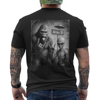 Ufo & Rock On Area 51 Bigfoot And Alien Vintage Sasquatch Men's T-shirt Back Print - Thegiftio UK