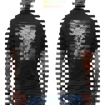 Ufo 遭遇 黄色 実験犬 自撮り 写真 エイリアンの侵略 メンズTシャツ バックプリント - Kawaiitshirt