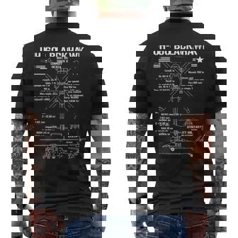 Uh-60 ブラックホーク 攻撃 ヘリコプター スペック ミリタリー ヘロ Uh60 メンズTシャツ バックプリント - Kawaiitshirt