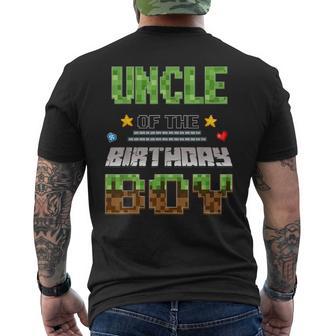 Uncle Of The Birthday Boy Video Gamer Pixel Birthday Party Men's T-shirt Back Print - Thegiftio UK