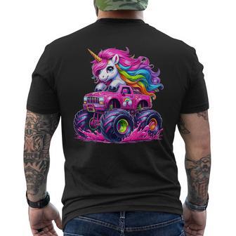 Unicorn Riding Monster Truck Men's T-shirt Back Print - Thegiftio UK