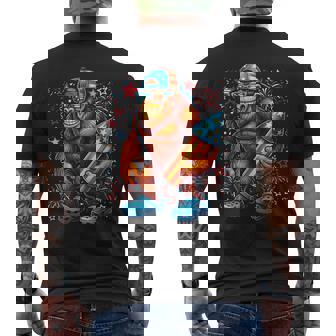 Usa American Flag Patriotic Sasquatch Bigfoot 4Th Of July Men's T-shirt Back Print - Thegiftio UK