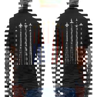 Usa Flag Fighter Jets 4Th Of July Boys Vintage Us Flag Men's T-shirt Back Print - Thegiftio UK