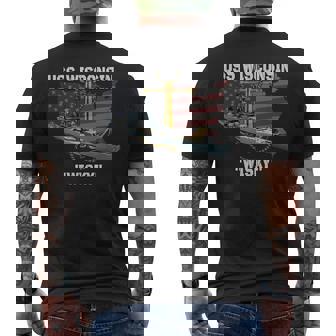 Uss Wisconsin Bb-64 Battleship Veterans Day Warship Father Men's T-shirt Back Print - Monsterry