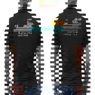 Vintage Amity 1975 Sunset Retro Sailboat Summer Vibes Men's T-shirt Back Print | Mazezy