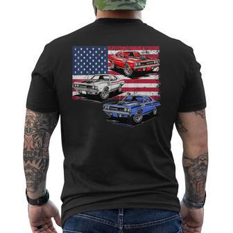 Vintage Classic Cars American Flag Patriotic 4Th Of July Car Men's T-shirt Back Print - Thegiftio UK