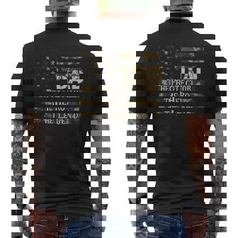 Vintage Dad Hero Legend Usa American Camo Flag Father’S Day Men's T-shirt Back Print - Monsterry