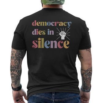 Vintage Democracy Dies In Silence Keep Democracy In America Men's T-shirt Back Print - Thegiftio UK