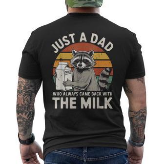 Vintage Just A Dad Who Always Came Back With The Milk Mill Men's T-shirt Back Print - Thegiftio UK