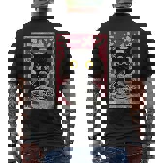 Vintage Kawaii Gatto Mangiare Ramen Arte Giapponese Anime Estetica T-shirt da uomo con stampa posteriore - Novitaregali