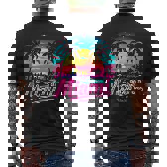 Vintage Miami Beach – Retro 305 Florida Sunset Graphic Men's T-shirt Back Print - Thegiftio