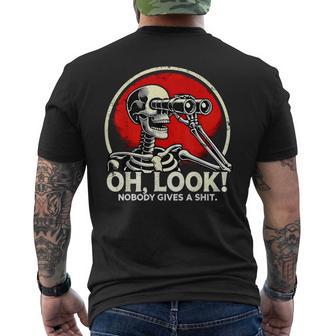Vintage Oh Look Nobody Gives A Skeleton Gen X Est1974 Men's T-shirt Back Print - Thegiftio UK
