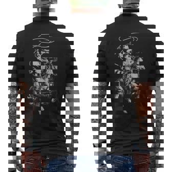 Vintage Raccoon Cowboy Western Country Men's T-shirt Back Print | Mazezy