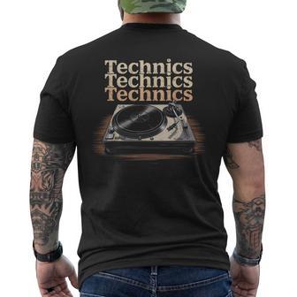 Vintage Turntable Old School Dj Music Men's T-shirt Back Print - Thegiftio UK