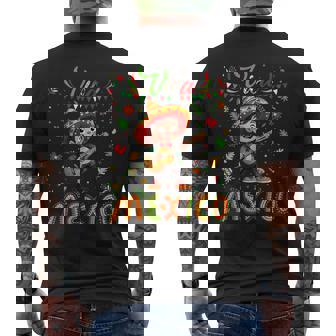 Viva Mexico Mexican Poncho Boy Independence Day Flag Guitar Men's T-shirt Back Print | Mazezy