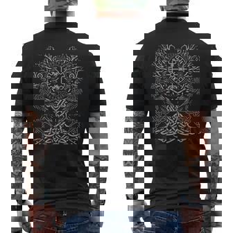 Walhalla Raven Ravens Odins ルーン文字 生命の樹 バイキング メンズTシャツ バックプリント - Kawaiitshirt