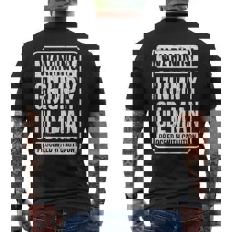 Warning Grumpy Old Man Grandpa Fathers Day Men's T-shirt Back Print - Monsterry