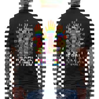 We Are All Human レインボー Lgbt Lgbtq トランスジェンダー ハンドフラワー メンズTシャツ バックプリント - Kawaiitshirt