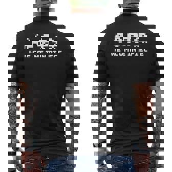 We Come In Piece レトロゲーム 90年代アーケードゲームピクセルアート メンズTシャツ バックプリント - Kawaiitshirt