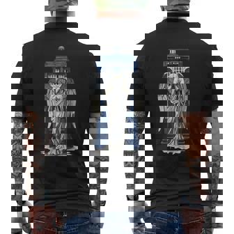 Weeping Angel With Blue Police Box 1 Fan Fun Men's T-shirt Back Print | Mazezy