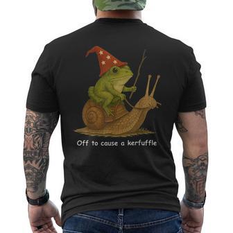 Whimsical Frog Wizard Off To Cause A Kerfuffle Meme Frog Men's T-shirt Back Print - Monsterry