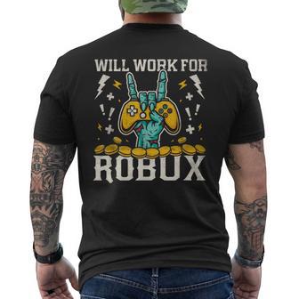 Will Work For Gamer Humor Meme Men's T-shirt Back Print - Thegiftio UK