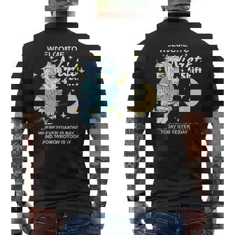 Willkommen Zur Nacht Arbeit Wo Jeder Tag Ein Monday Ist メンズTシャツ バックプリント - Kawaiitshirt