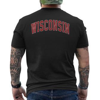 Wisconsin Wi Vintage Athletic Sports Style 80S 90S Men's T-shirt Back Print - Thegiftio