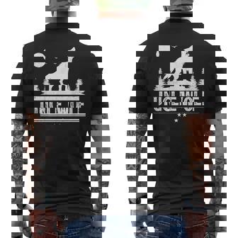 Wolf Animal Lover Retro Uncle Wolf Father's Day Men's T-shirt Back Print - Thegiftio