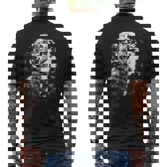 Graphic Wolf Howling Moon Forest Nature Wildlife Animal Men's T-shirt Back Print - Thegiftio