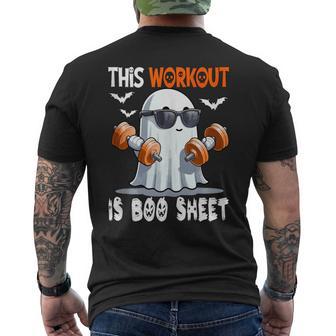 Workout Is Boo Sheet Halloween Costume Gym Fitness Lover Men's T-shirt Back Print - Thegiftio UK