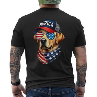Yellow Labrador Retriever 4Th Of July Merica Usa Flag Lab Men's T-shirt Back Print - Thegiftio UK