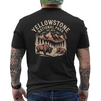 Yellowstone Us National Park Bison Bear Vintage Men's T-shirt Back Print - Thegiftio UK