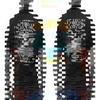 Yellowstone Us National Park Wolf Bison Bear Vintage Men's T-shirt Back Print - Monsterry