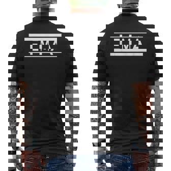 「Ema」ヘボン式「えま」「エマ」下の名前 ローマ字 名入れ 名乗り ラテン文字 綴り メンズTシャツ バックプリント - Kawaiitshirt