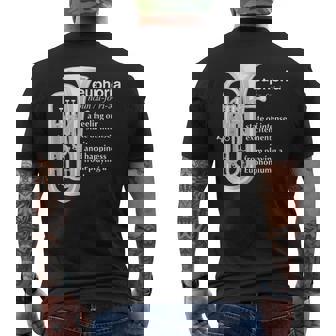 「Euphoria」吹奏楽のためのユーフォニアムユーモア 面白いユーフォニアム メンズTシャツ バックプリント - Kawaiitshirt