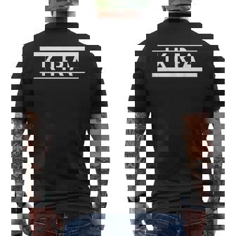 「Kira」ヘボン式「きら」「キラ」下の名前 ローマ字 名入れ 名乗り ラテン文字 綴り メンズTシャツ バックプリント - Kawaiitshirt