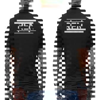 「Ren」ヘボン式「れん」「レン」下の名前 ローマ字 名入れ 名乗り ラテン文字 綴り メンズTシャツ バックプリント - Kawaiitshirt